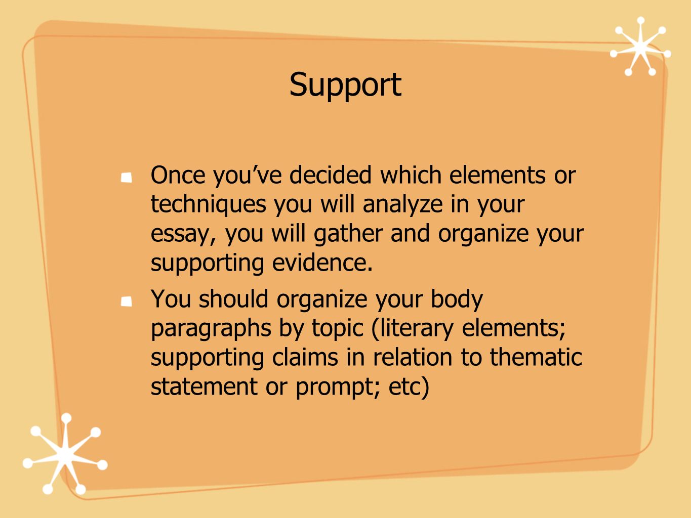 Organize the supporting points in your essay